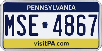 PA license plate MSE4867