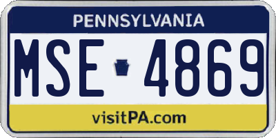 PA license plate MSE4869