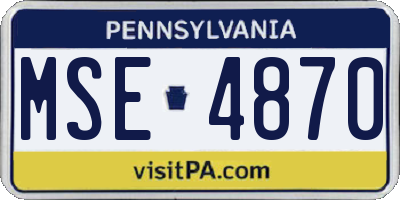 PA license plate MSE4870