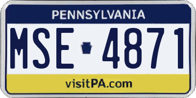 PA license plate MSE4871