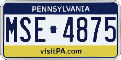 PA license plate MSE4875