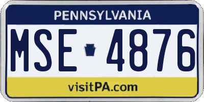 PA license plate MSE4876