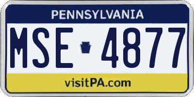 PA license plate MSE4877