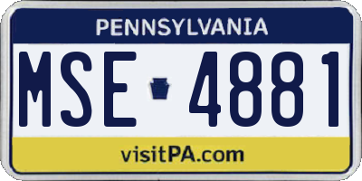 PA license plate MSE4881