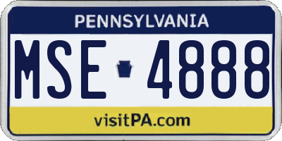 PA license plate MSE4888