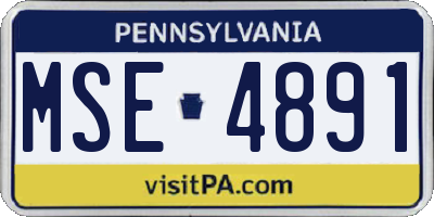 PA license plate MSE4891