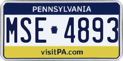 PA license plate MSE4893