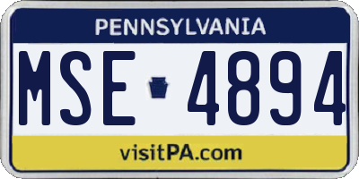 PA license plate MSE4894