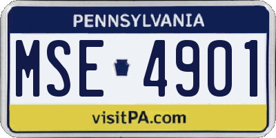 PA license plate MSE4901