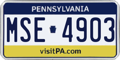 PA license plate MSE4903