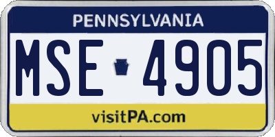 PA license plate MSE4905