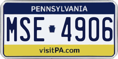 PA license plate MSE4906