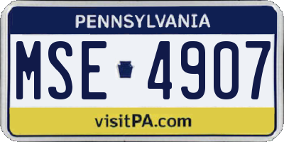PA license plate MSE4907
