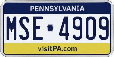 PA license plate MSE4909