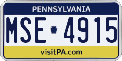 PA license plate MSE4915