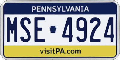 PA license plate MSE4924