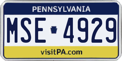 PA license plate MSE4929