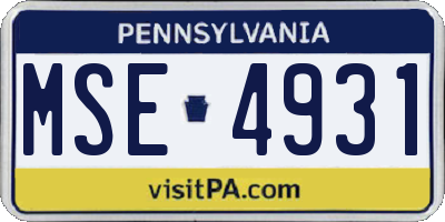 PA license plate MSE4931