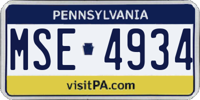 PA license plate MSE4934