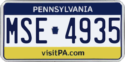 PA license plate MSE4935