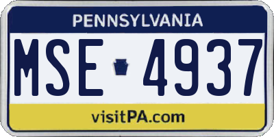 PA license plate MSE4937