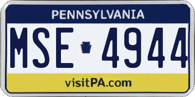 PA license plate MSE4944