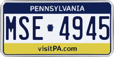PA license plate MSE4945