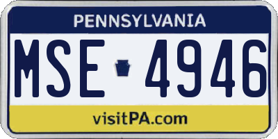 PA license plate MSE4946