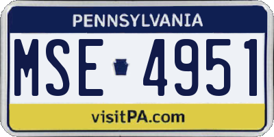 PA license plate MSE4951
