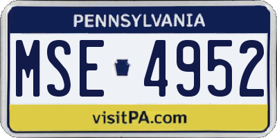 PA license plate MSE4952