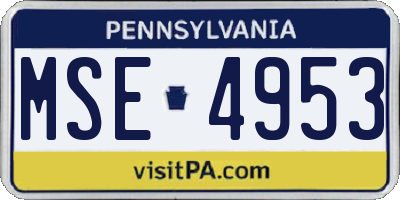 PA license plate MSE4953