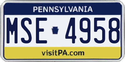 PA license plate MSE4958