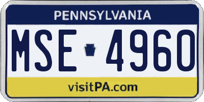PA license plate MSE4960