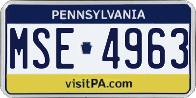PA license plate MSE4963