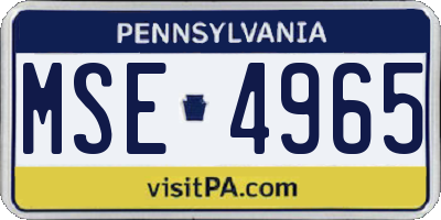 PA license plate MSE4965