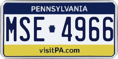 PA license plate MSE4966