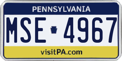 PA license plate MSE4967