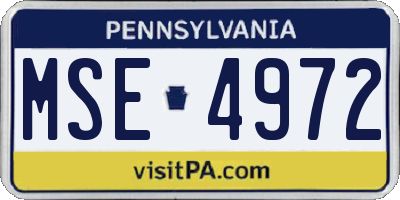 PA license plate MSE4972