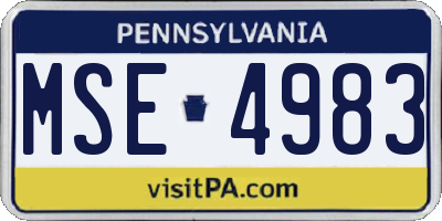 PA license plate MSE4983