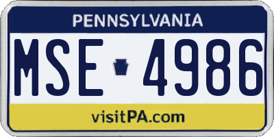 PA license plate MSE4986