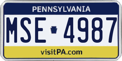 PA license plate MSE4987