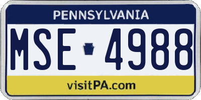 PA license plate MSE4988