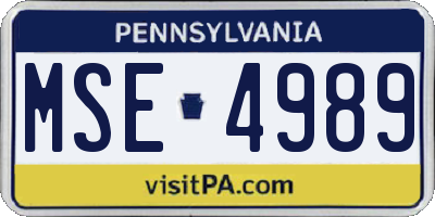 PA license plate MSE4989