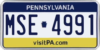 PA license plate MSE4991