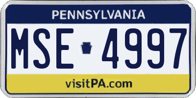 PA license plate MSE4997