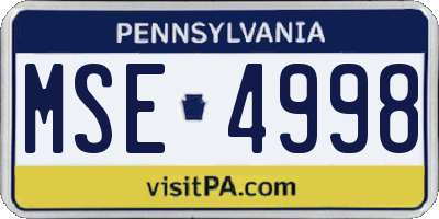 PA license plate MSE4998