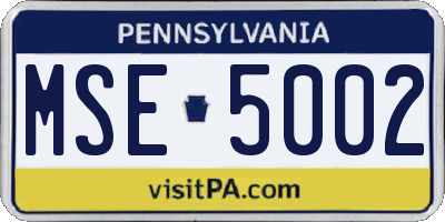 PA license plate MSE5002