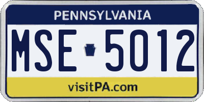 PA license plate MSE5012