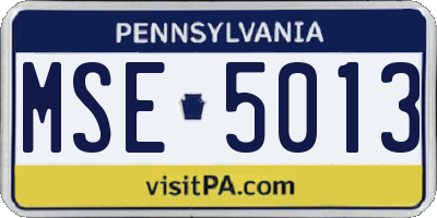 PA license plate MSE5013