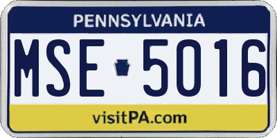 PA license plate MSE5016